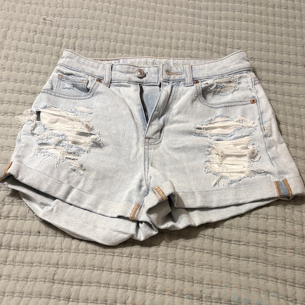 American Eagle Outfitters Light Wash Ripped Jean Shorts